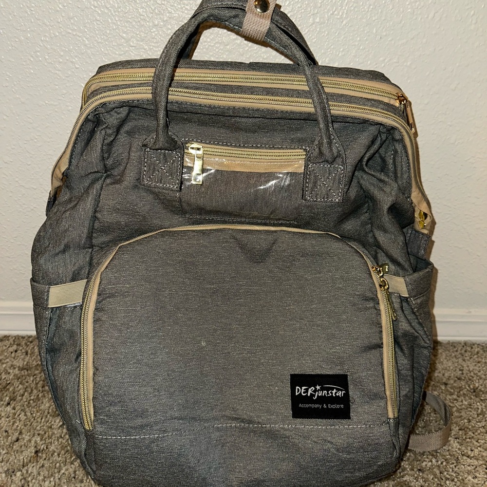 Gray diaper bag